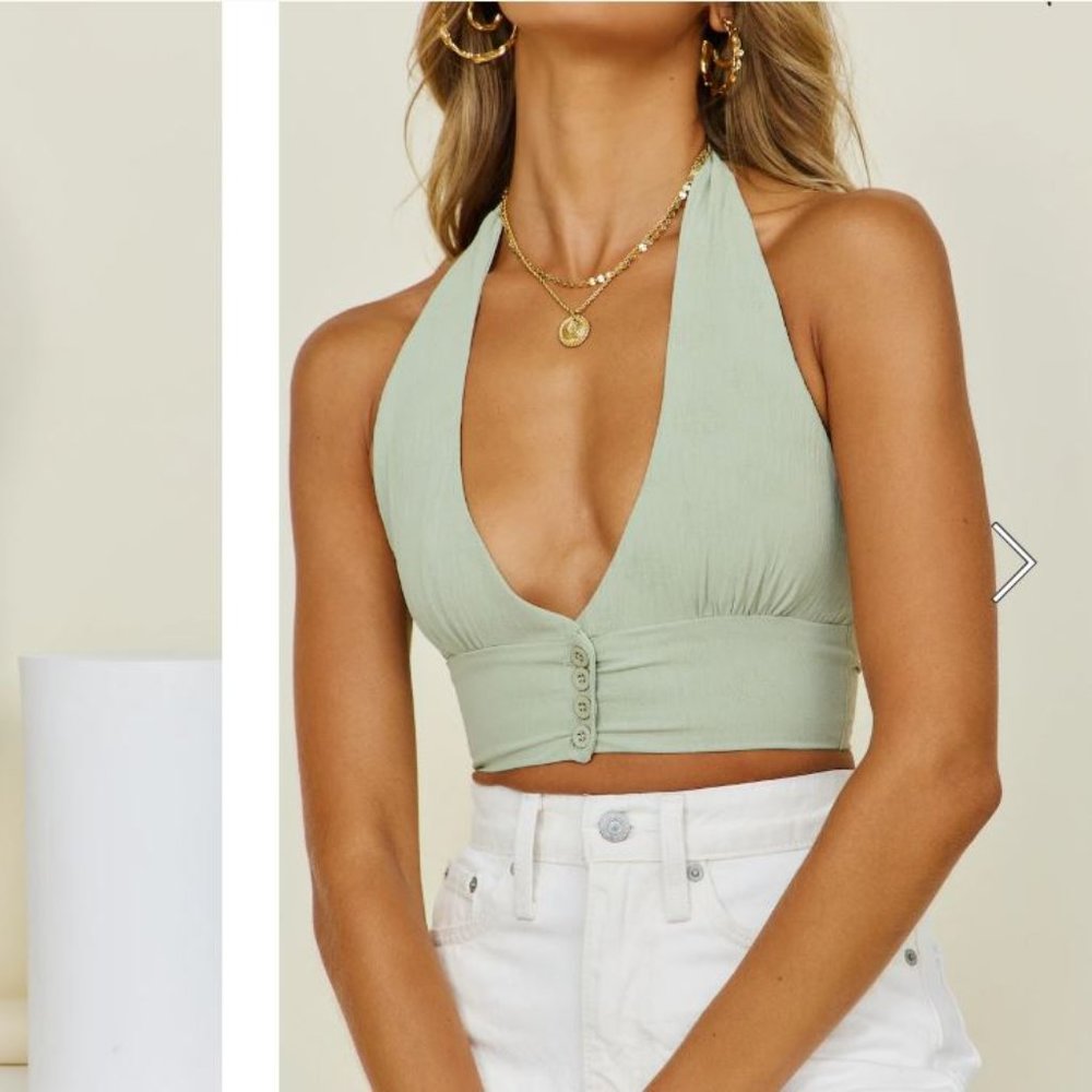MINUET MOMENTS CROP TOP GREEN NWT